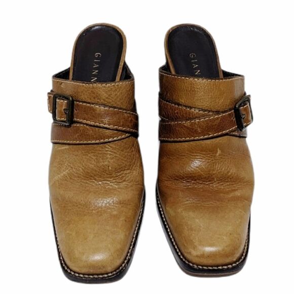 GIANNI BINI Honey Brown Buckle Accent Slip On Mule - Picture 4 of 13